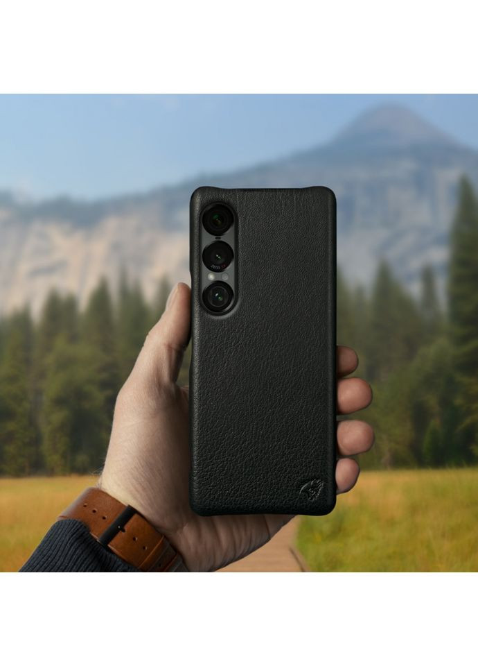 Кожаная накладка Cover для Sony Xperia 1 VII Чёрный (79339) Stenk (359472596)