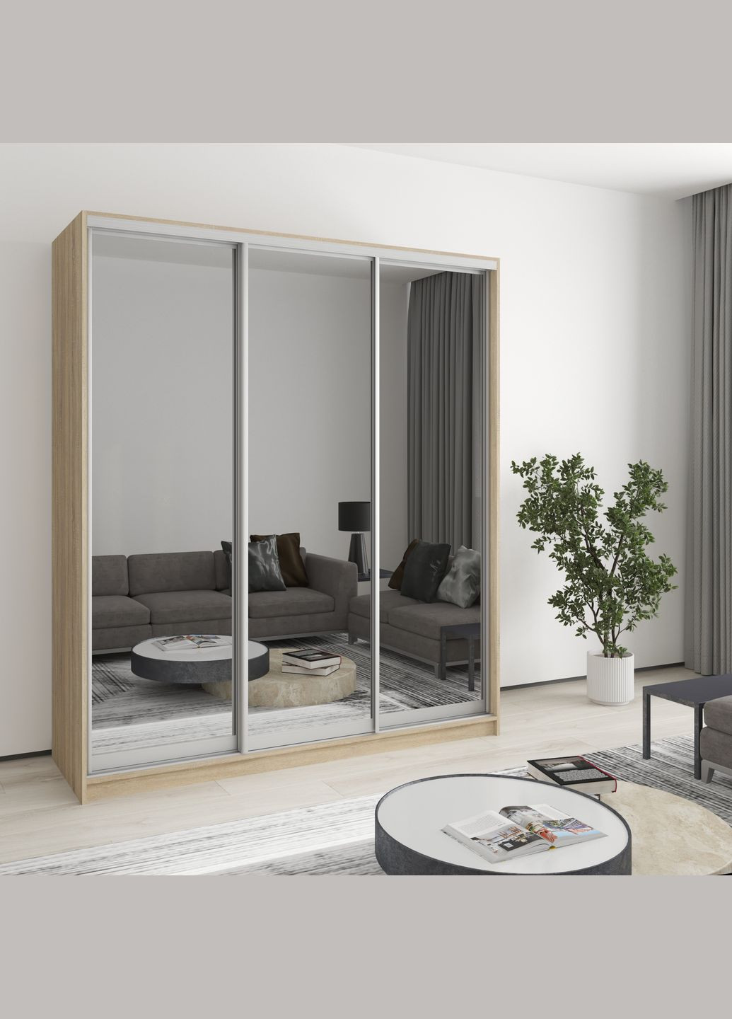 Шкаф-купе трехдверный Комбо AL 3 Зеркала 180x60x210 см (MBS-3398) MebelStar (346290096)