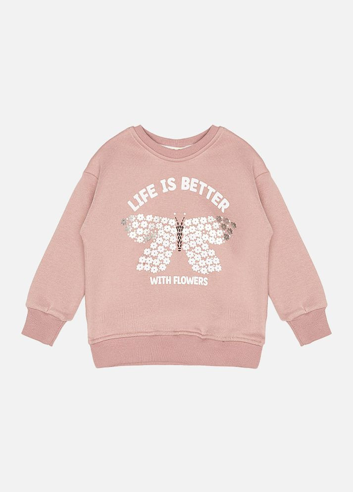 Smile світшот для дівчинки колір пудровий cb-00228344 світло-рожевий футер