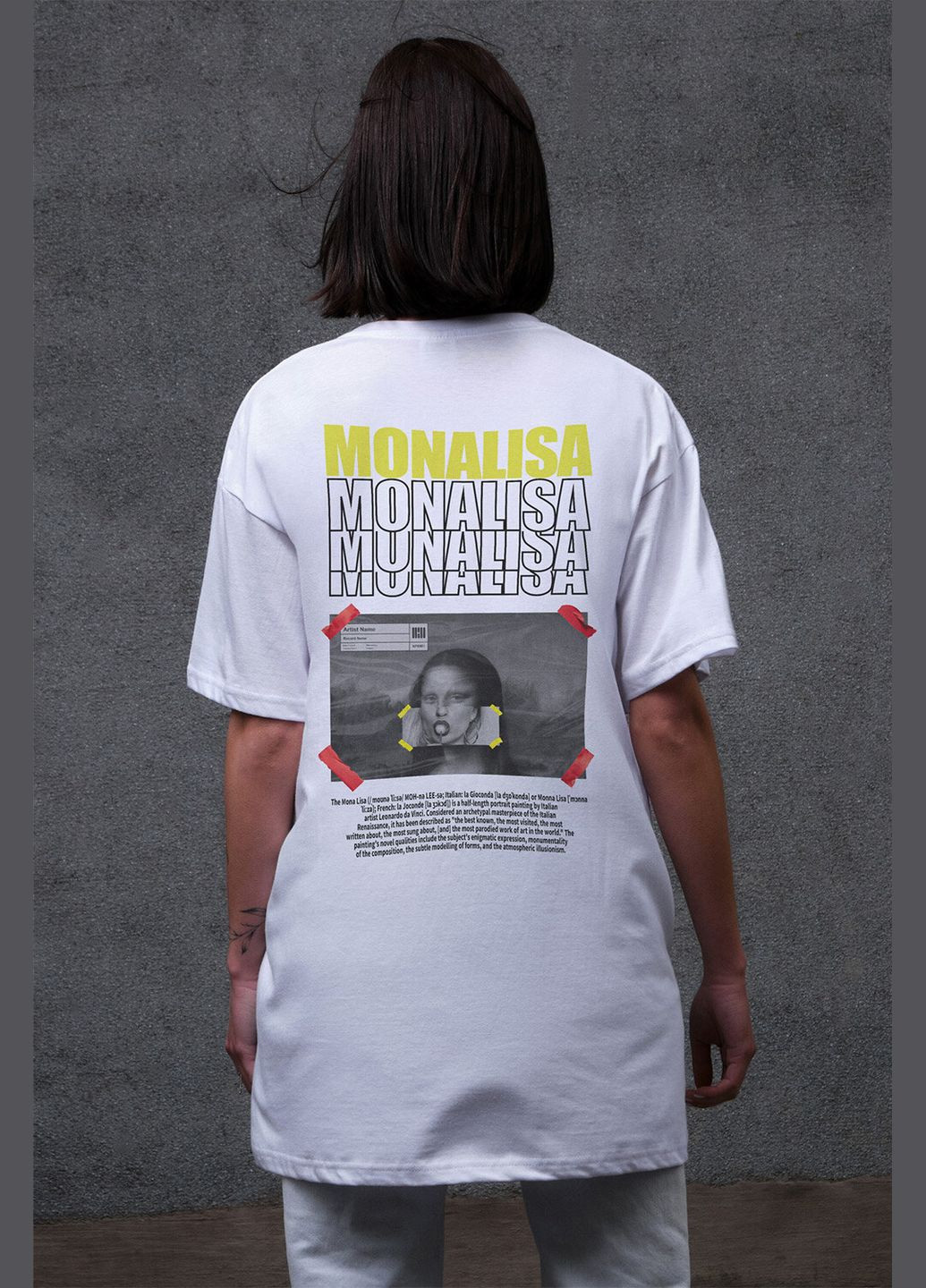 Женская Оверсайз Футболка С Принтом Monalisa White Without - (327223094)