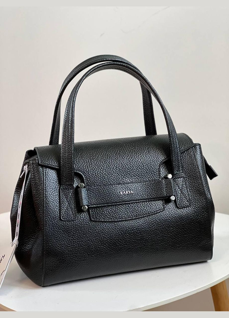 Жіноча сумка КАRYA Туреччина натуральна шкіра з довгим ременем в комплекті чорна Karya (348357386)