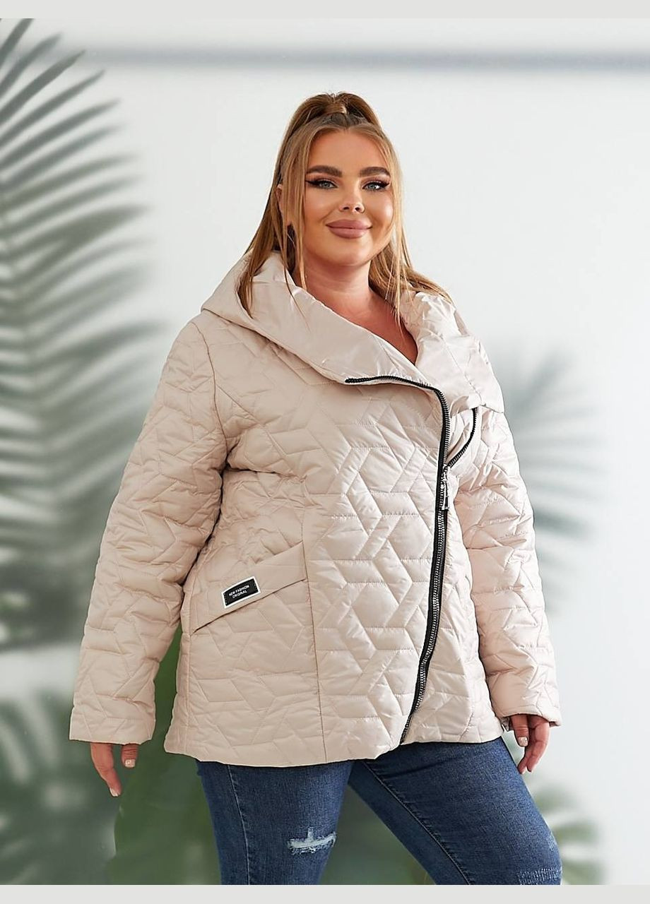 Молочна демісезонна жіноча демісезонна куртка колір графіт New Trend