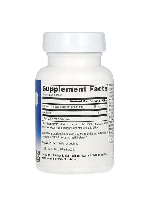 Мелатонін Melatonin 1 мг, 100 таблеток Source Naturals (361115948)