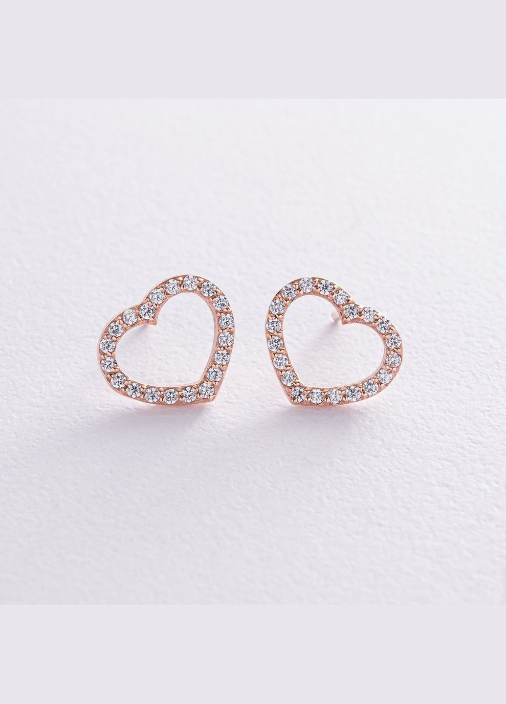 Золотые серьги пусеты Сердечки с фианитами с08438 Oniks (264025268)