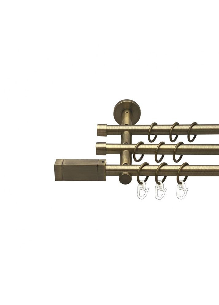 Карниз Квадро металевий трирядний циліндр (20 см) гладка труба Антик 16\16\16 мм 200 см (00-00015734) ORVIT (300280213)