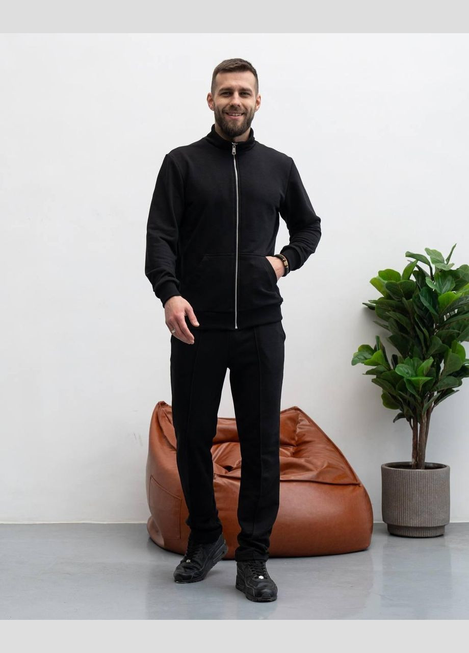 Черный демисезонный костюм мужской - двойка, брюки + кофта брючный JUGO Manaka № W3