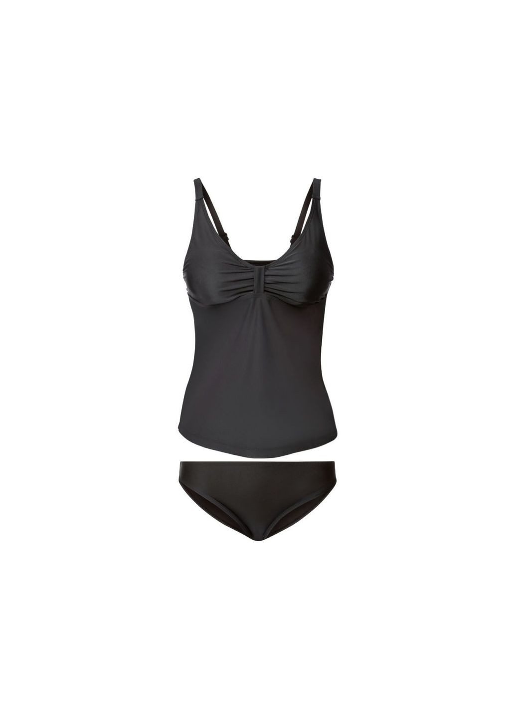 Черный летний купальник раздельный танкини для женщины lycra® 348080 топ Esmara С открытой спиной, С открытыми плечами