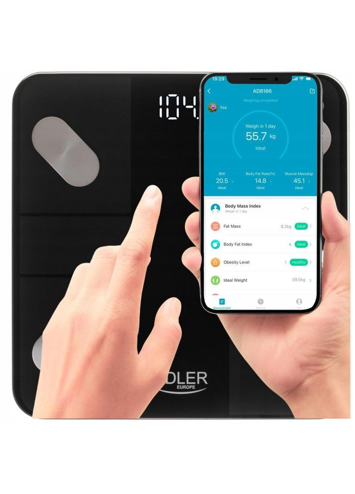 Весы напольные электронные AD 8186 black Adler (360393660)