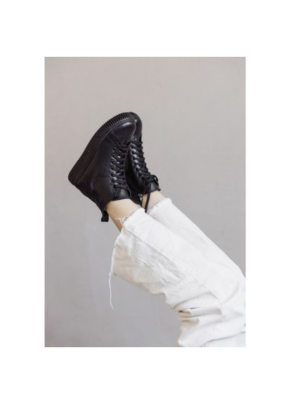 Чорні стильні кеди (черевики) на байці натуральна шкіра р. (81906ch) Vm-Villomi