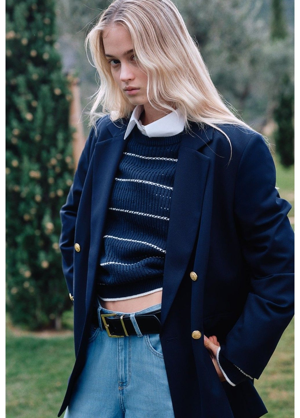 Женские мешковатые широкие джинсы Wide Low waist (58109) W34 Синие H&M - (318128726)