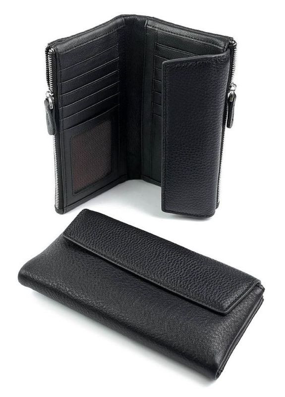 Жіночий шкіряний гаманець чорний No Brand (292920358)