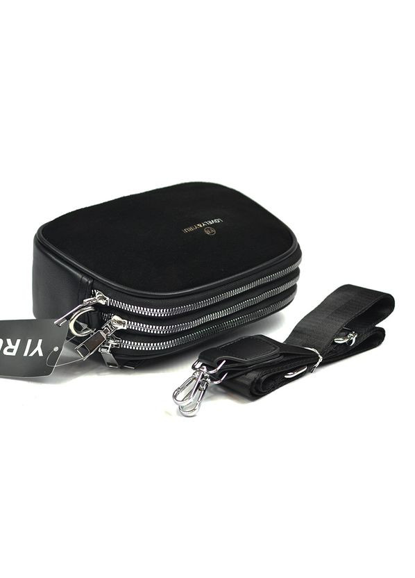 Замшевая черная маленькая женская сумка кросс боди клатч через плечо на три отделения Yirui (290187046)