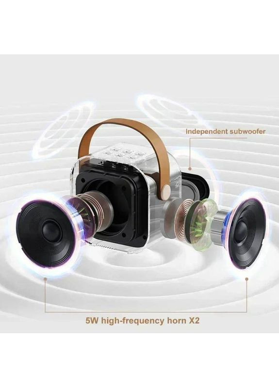 Колонка-караоке Bluetooth портативная беспроводная 2в1 + 2 микрофона RGB-подсветка Бежевая (R4107) No Brand (361029131)