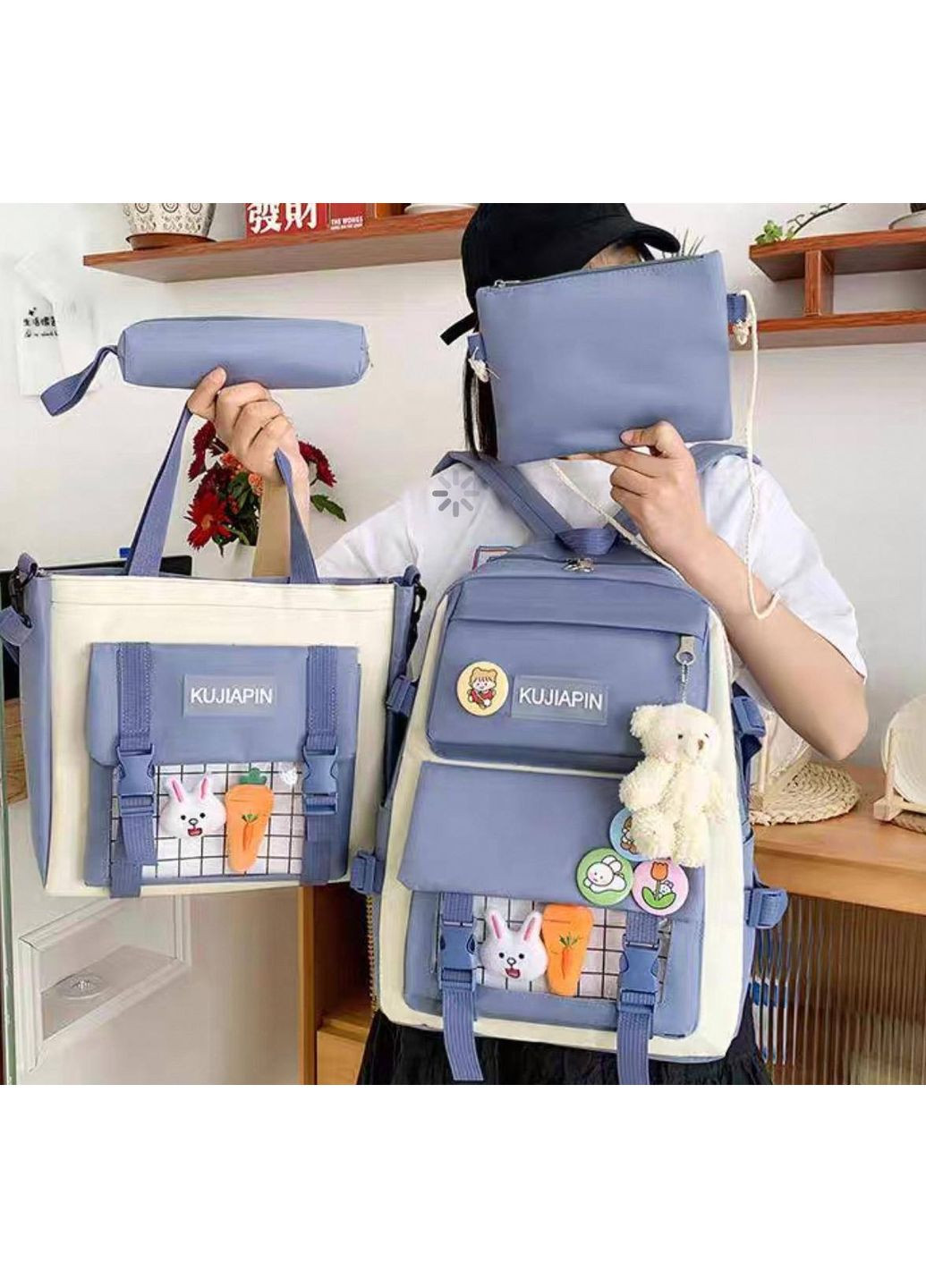 Рюкзак 4 в 1 и брелок, (рюкзак, сумка, клатч, пенал), текстиль, полиестр, с упреком брелок и значки Україна (351433421)