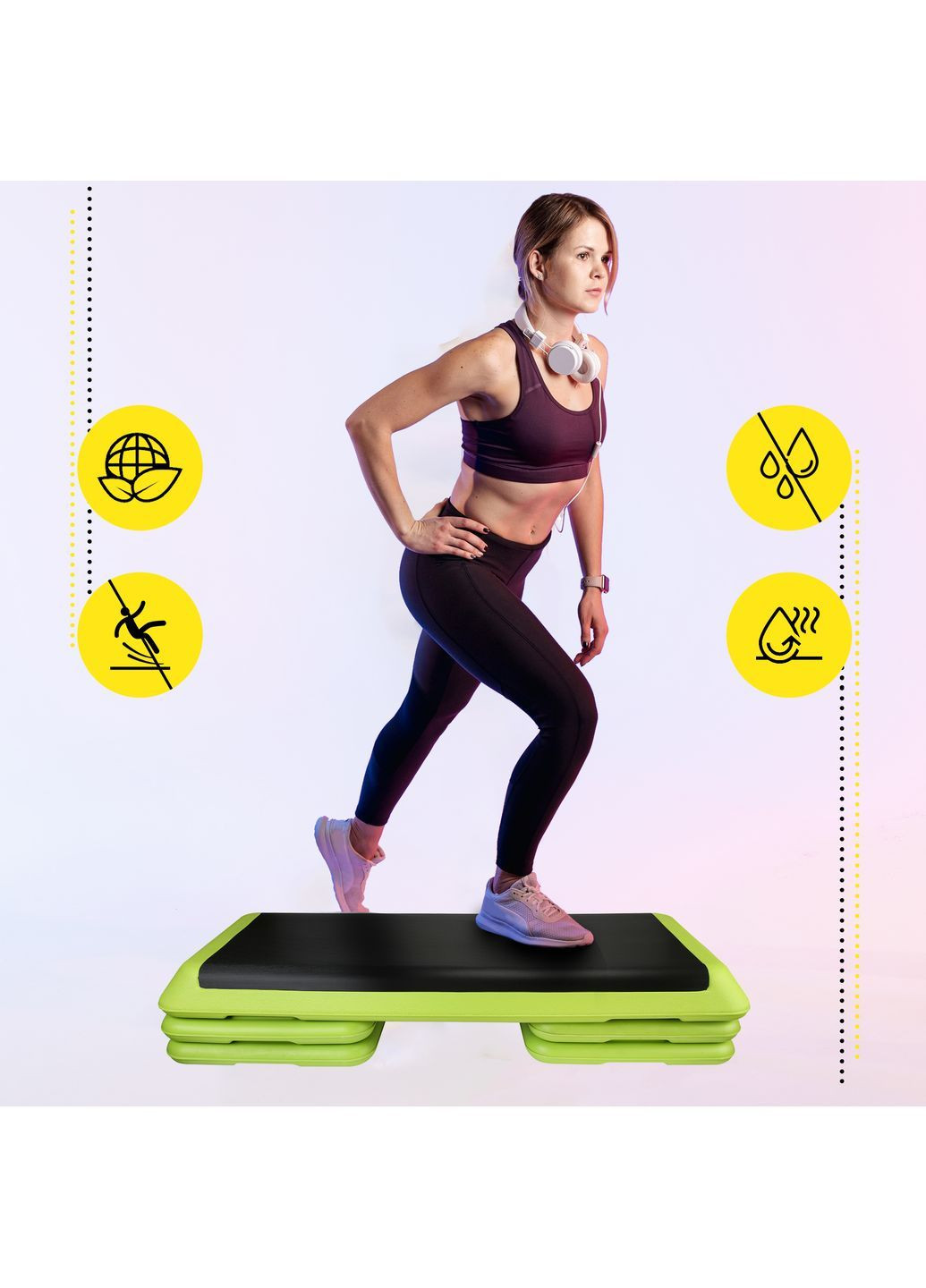 Степ-платформа 3-ступенчатая Pro 109 х 41 х 10-20 см XR-0401 Green/Black Cornix (372925239)