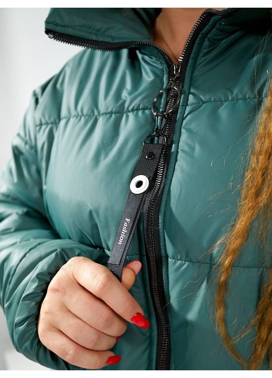 Пляшкова зелена зимня жіноча тепла куртка на силіконі батальна No Brand