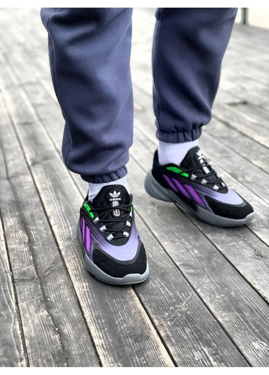 Чорні кросівки чоловічі adidas ozelia black violet green адідас озелія чорні демісезон No Brand