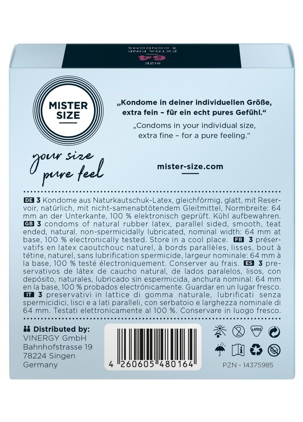 Презервативы MISTER SIZE (64 мм) 3шт No Brand (284236105)
