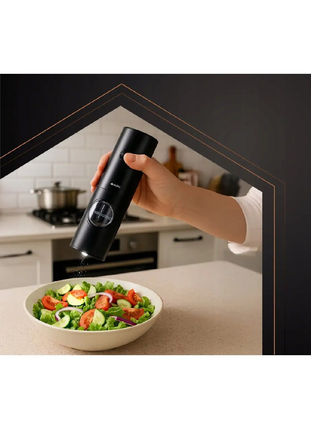 Комплект электрических мельниц с регулировкой помола подсветкой для соли перца 2 штуки 18x5,5x4,5 см (481420-Prob) Черный Unbranded (361847917)