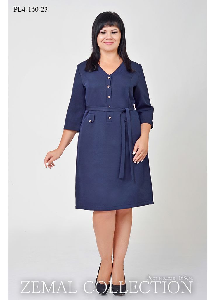 Синее повседневный, праздничный платье Zemal однотонное
