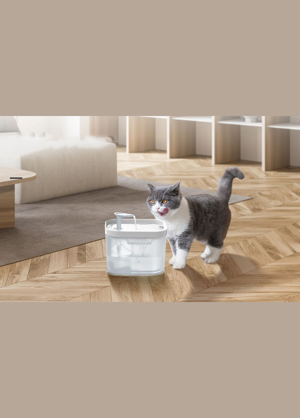 Питьевой фонтан для кошек и собак 2.2L, поилка для кота и собак с фильтром Белый Petory (299915595)