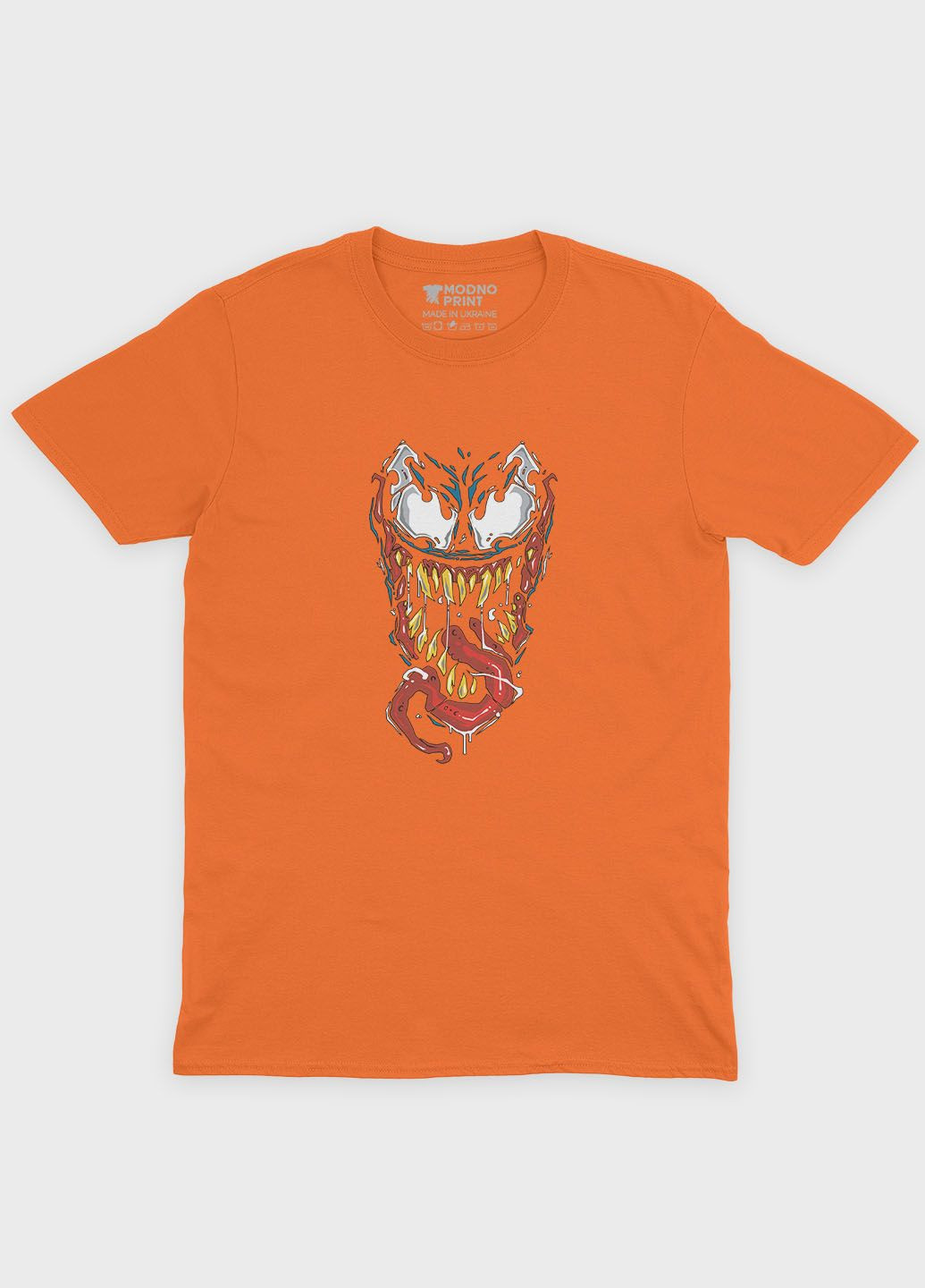 Оранжевая демисезонная футболка для девочки с принтом супервора - веном (ts001-1-ora-006-013-030-g) Modno