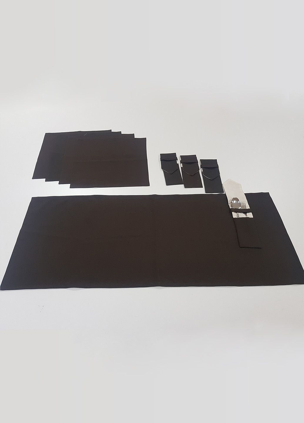 Комплект для сервірування серветки 35х35см 4шт раннер 40х100см 1шт чохли для приборів 4шт шоколадний (1_2ч) Firanka Simple (332056223)