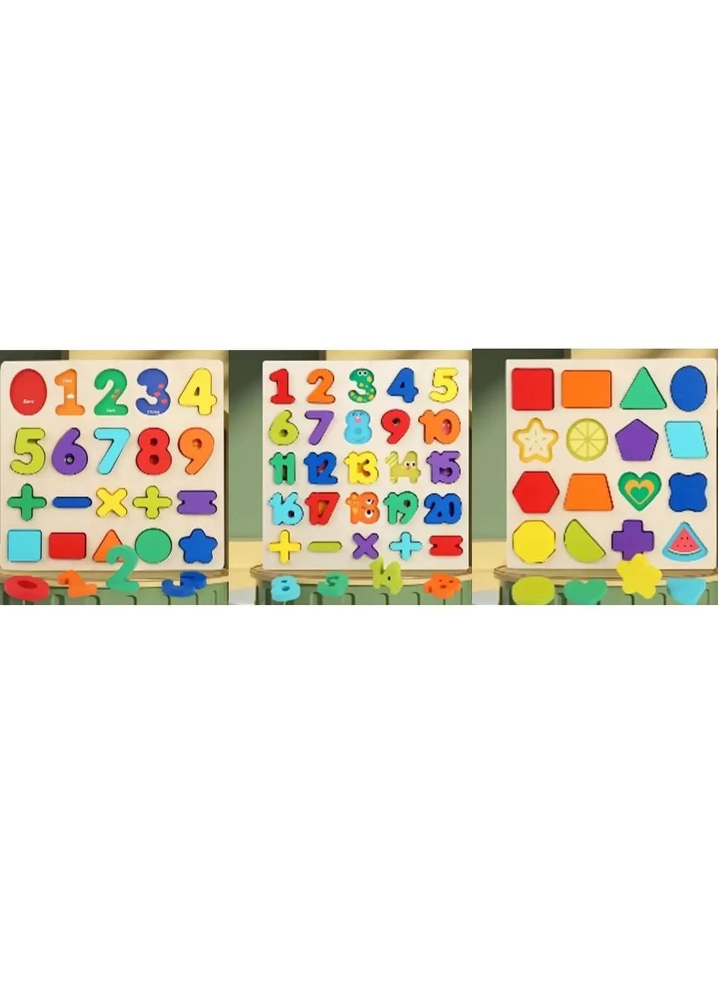 Пазли вкладиші дерев'яна дошка C15009 в асортименті 3 види в пакеті 22,5*22,5*1,5см No Brand (362421301)