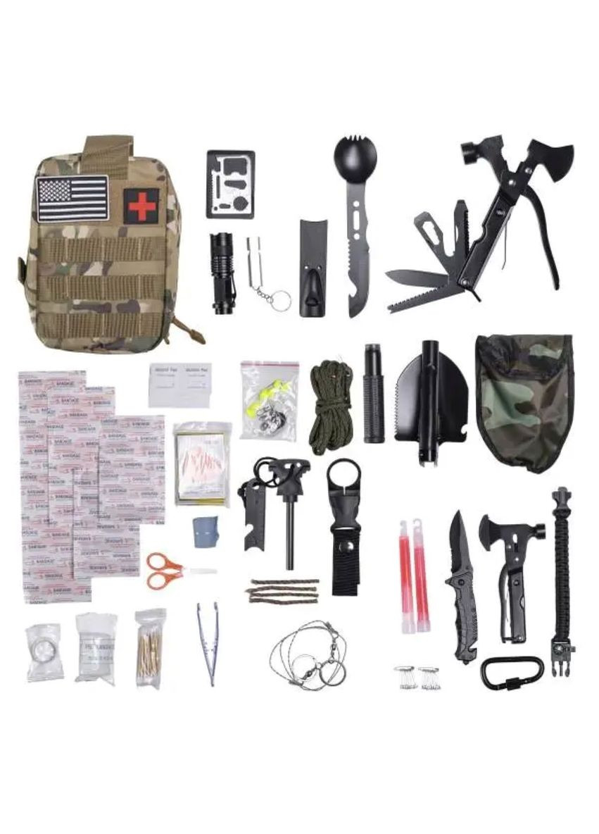 Туристичний набір інструментів для виживання 21х15х12 см похідний набір з аптечкою і лопатою Lugi HP-D-5 Jooki (360920845)