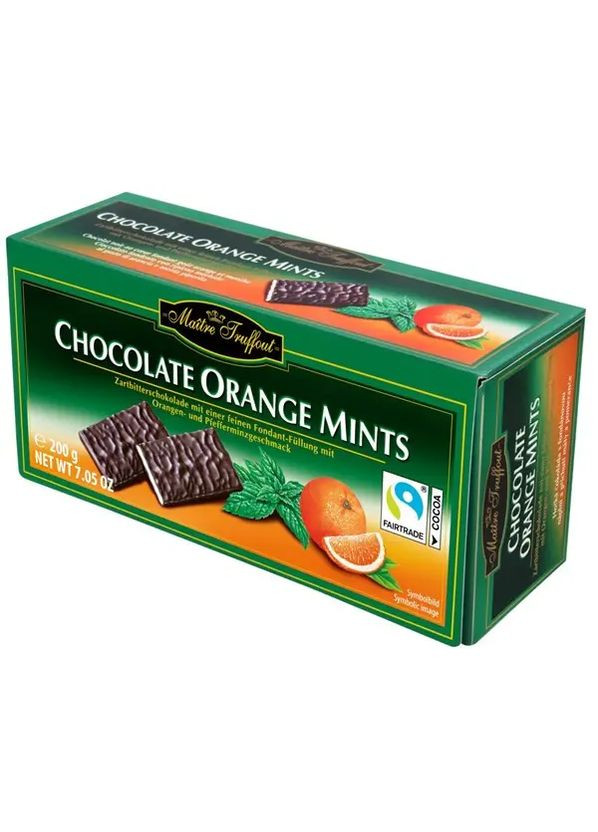 Шоколадные конфеты с мятной и апельсиновой начинкой Maitre Truffout Orange Mints 200 г No Brand (342745137)