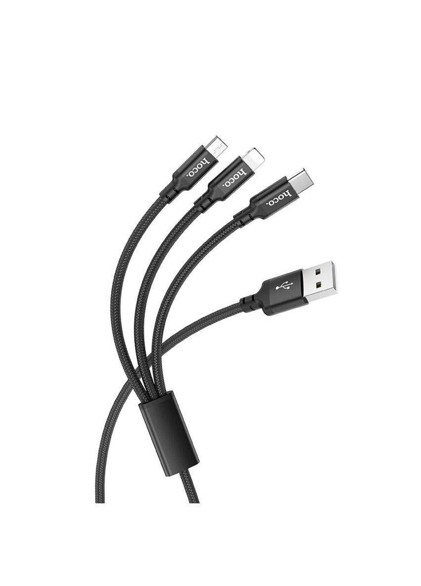 Кабель X14 3in-1 Times speed charging cable iP+Micro+Type-C Black Hoco (300683970)