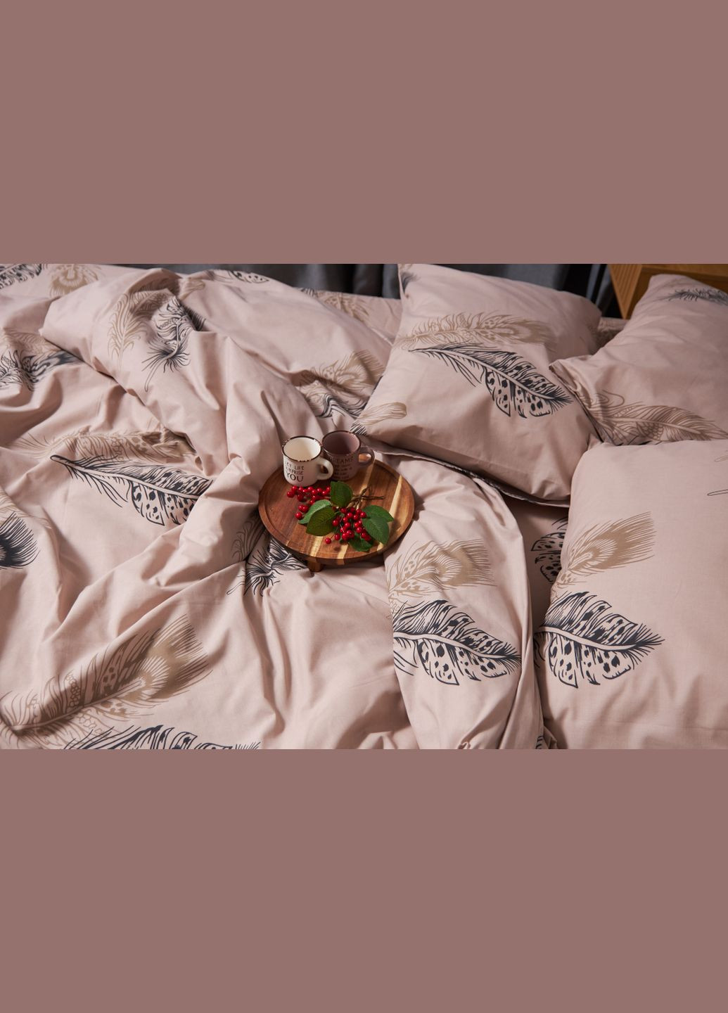 Комплект постільної білизни Бязь Gold Люкс полуторний євро 160х220 наволочки 2х70х70 (MS-820004362) Moon&Star Feathers (288536369)