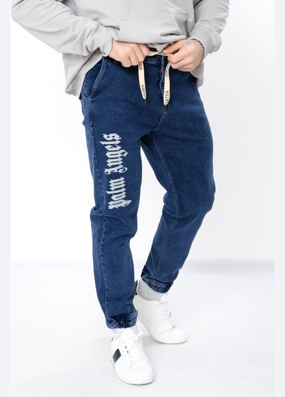 Синие демисезонные джоггеры джинсы-джогеры мужские (демисезон) No Brand
