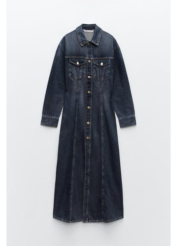 Синее джинсовый тренч, длинное джинсовое платье. Zara