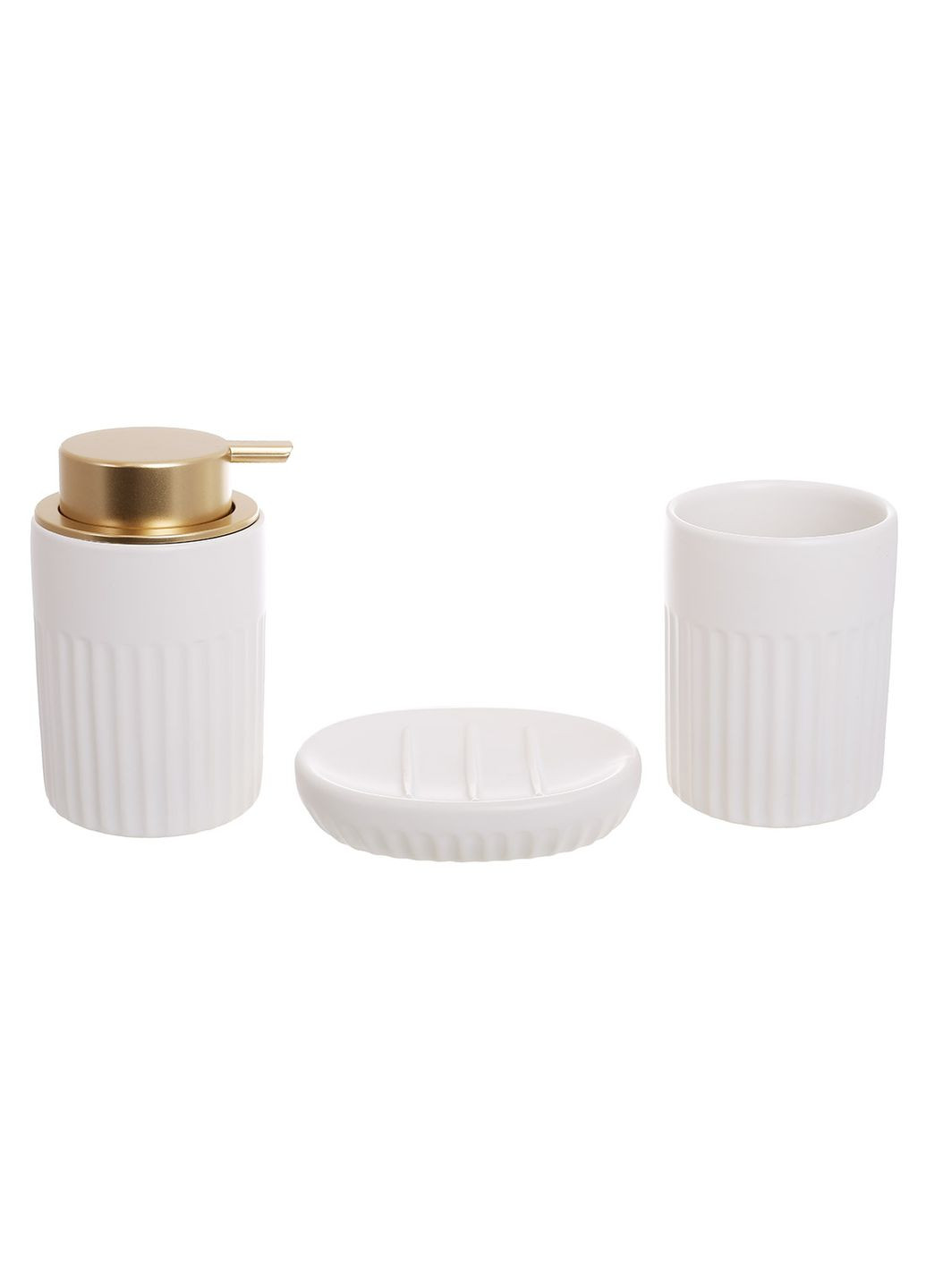 Набор для ванной (3 предмета): дозатор 350мл, стакан, белый матовый мыльница. No Brand (315773635)