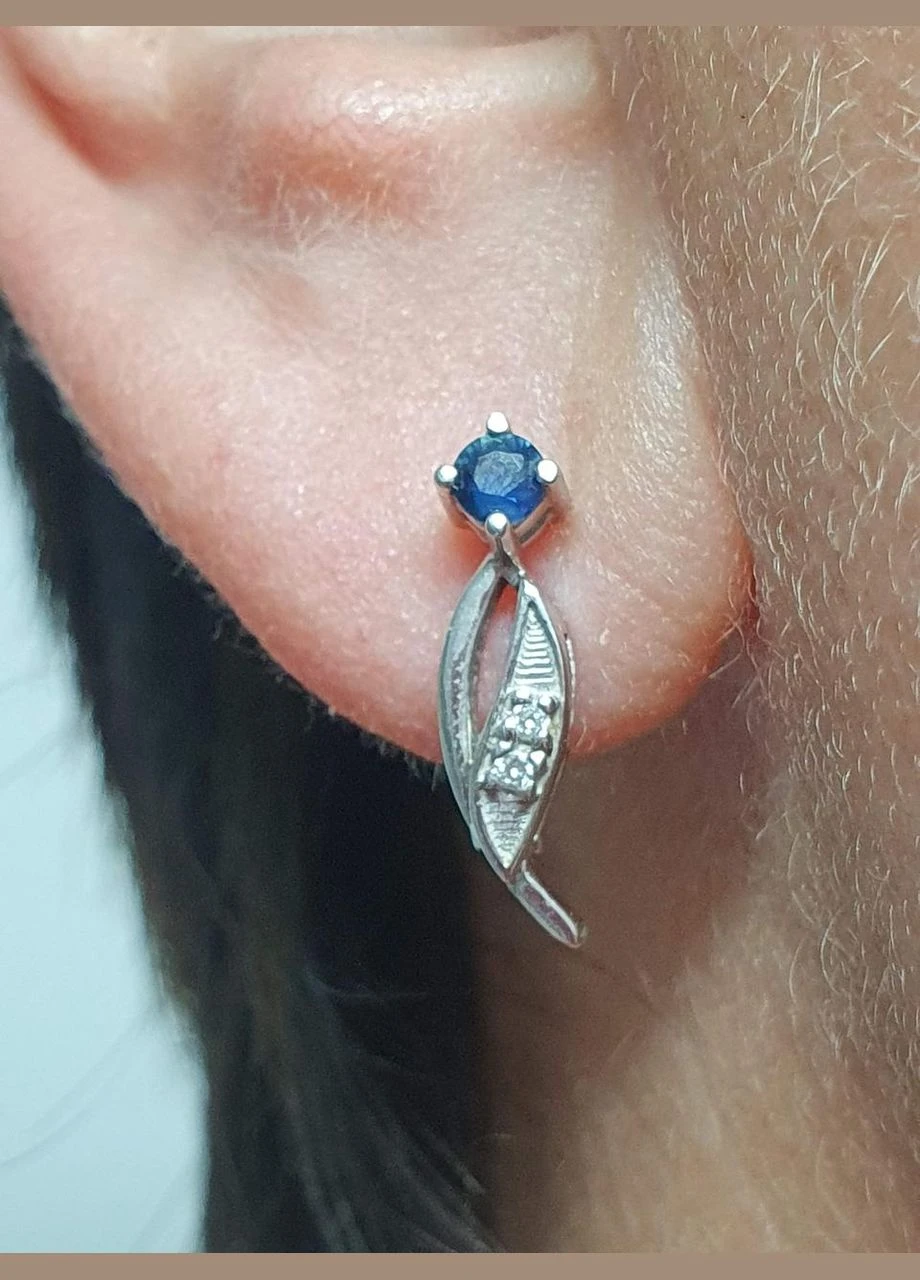 Золотые серьги с бриллиантами и сапфирами. 2631/1 No Brand (300368751)