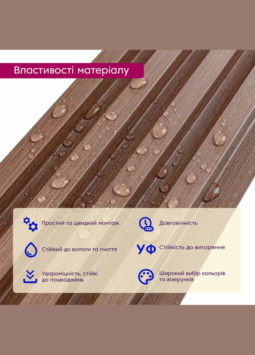 Рельс декоративная стеновая капучино 3000х160х23мм SW-00001538 Sticker Wall (326812063)