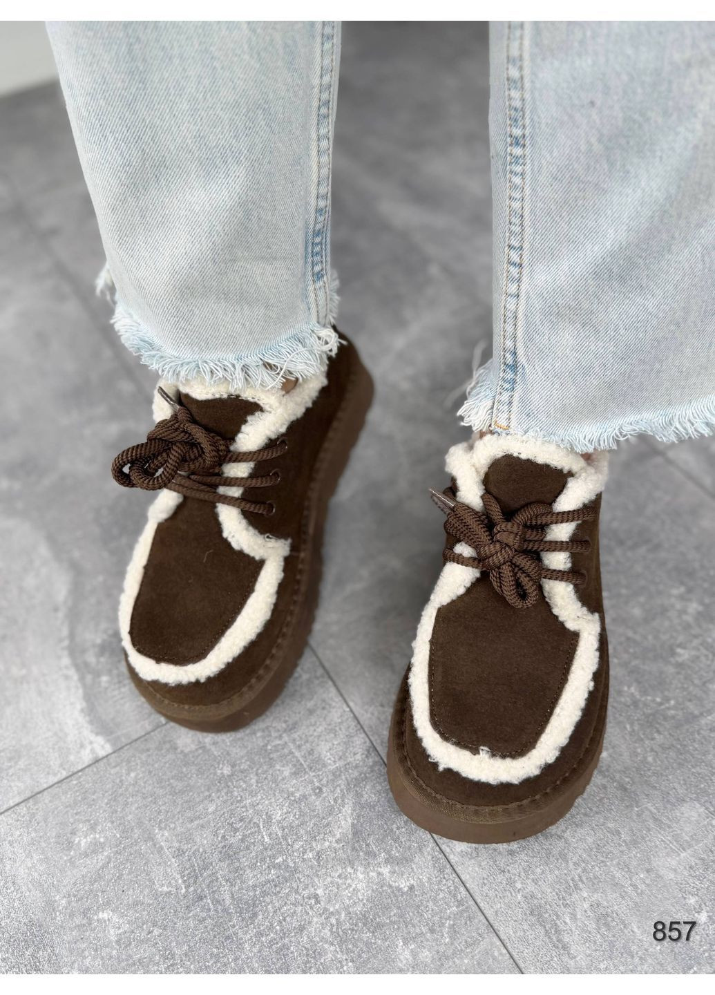 Зимние стильные женские ботинки No Brand без декора из натуральной замши