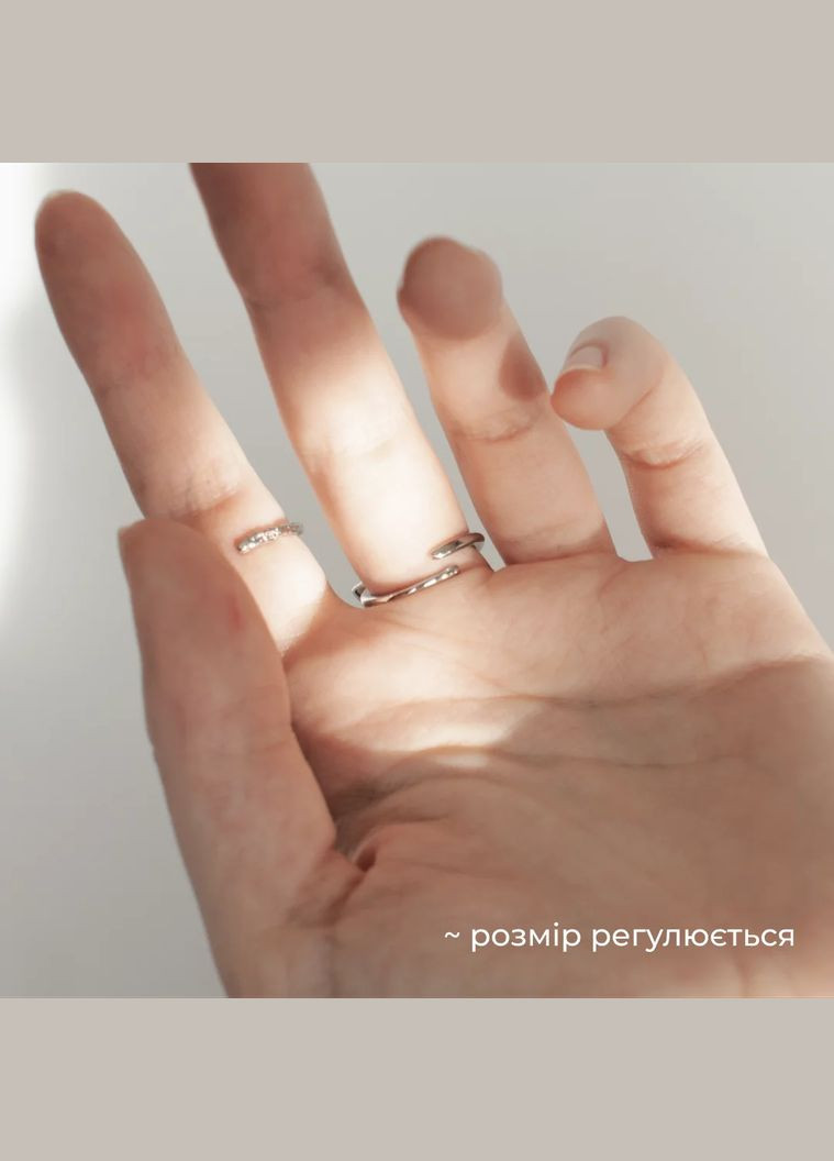Кольцо серебристое Дуальность Сияние асимметричное минимализм с прозрачным камнем корейский стиль нежная безразмерная кокетт No Brand (321970926)