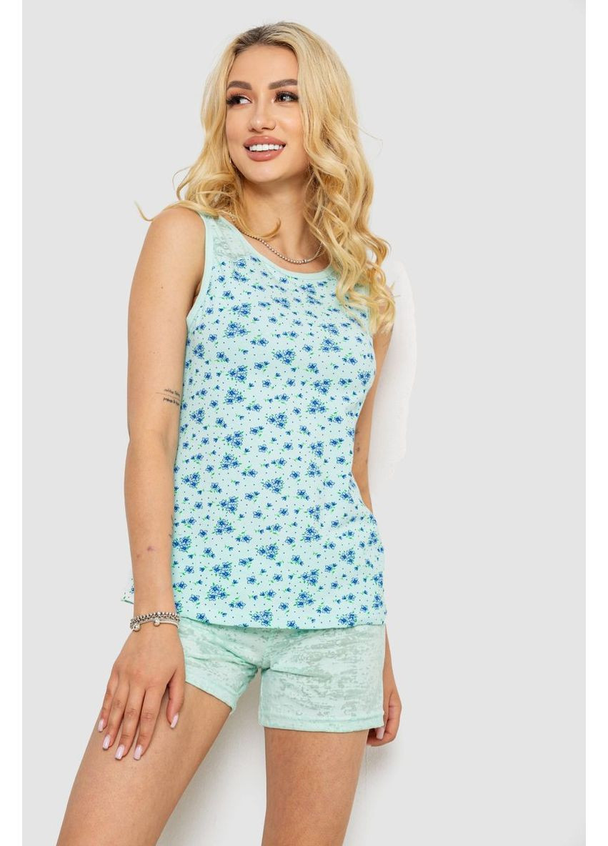 Мятная всесезон пижама женская с принтом, 243r24470 Polkan