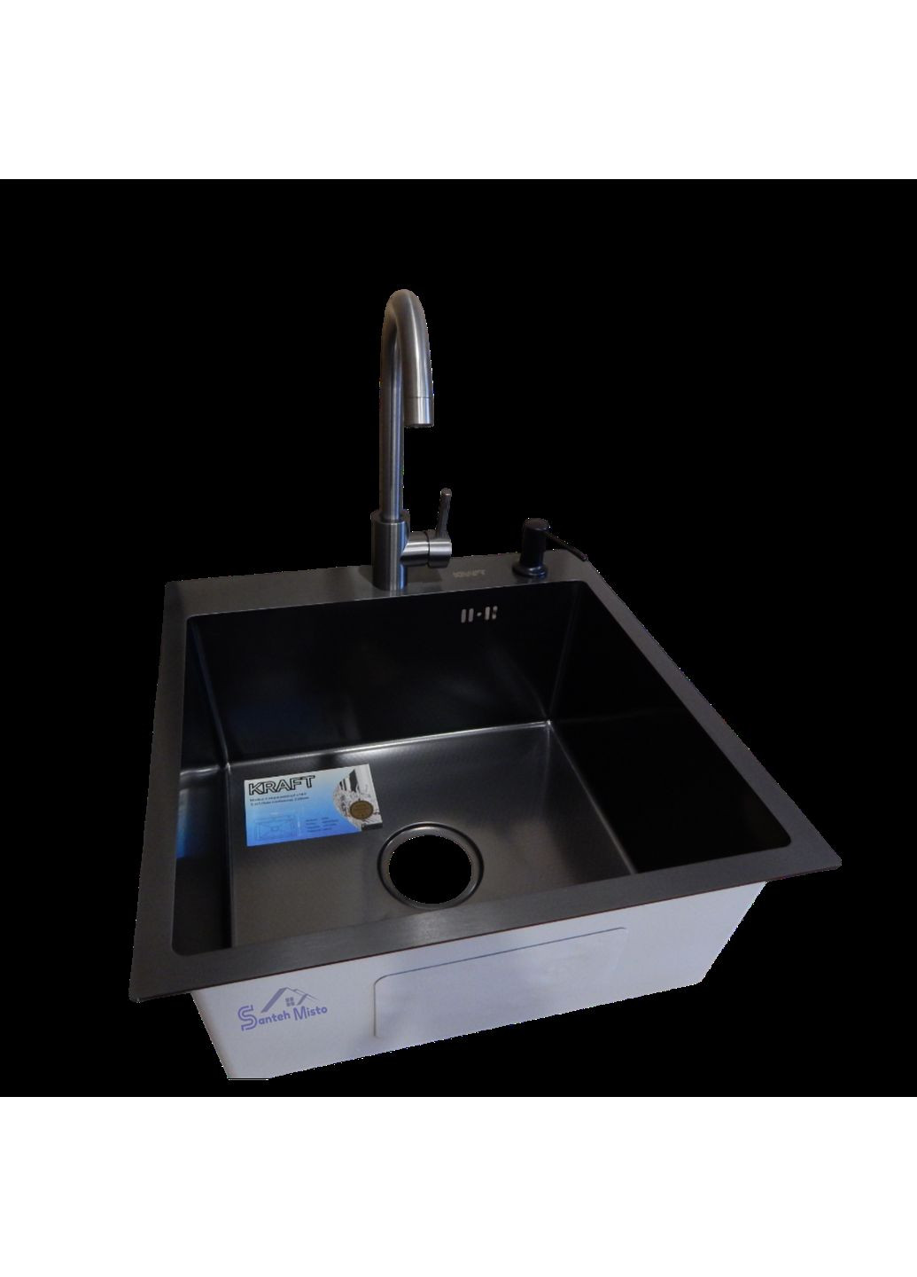 Кухонная мойка 4-в-1 (комплект) HM 50х50 NANO BLACK PVD (3.0/1.0 мм) Kraft (347324559)