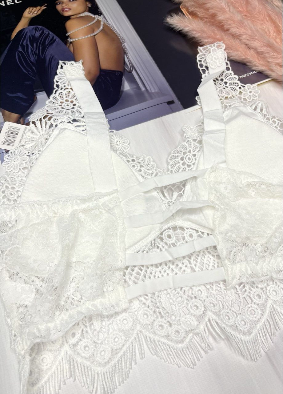 Білий топ топ мереживний Beisdanna без кісточок поліамід, еластан