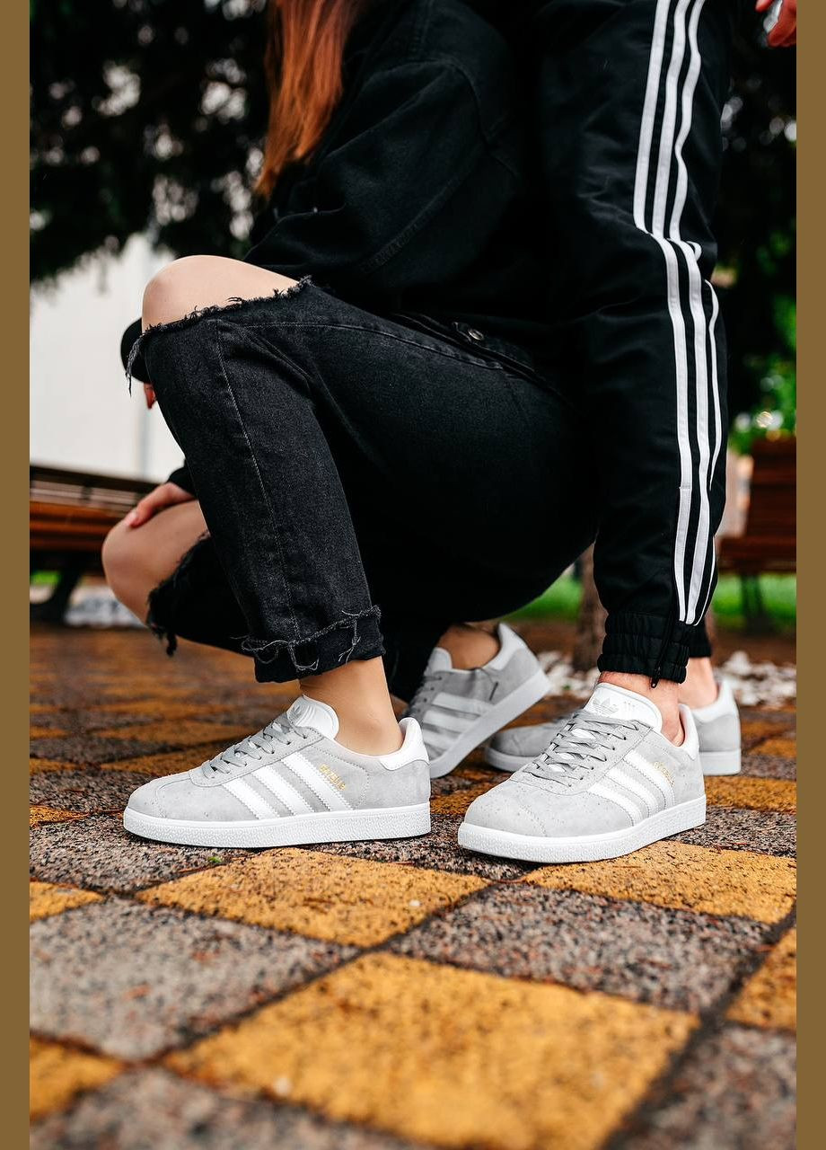 Серые демисезонные кроссовки мужские adidas Gazelle Grey