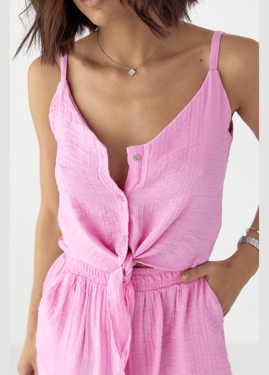 Літній костюм з топом на зав'язках та шортами Lurex (335401009)