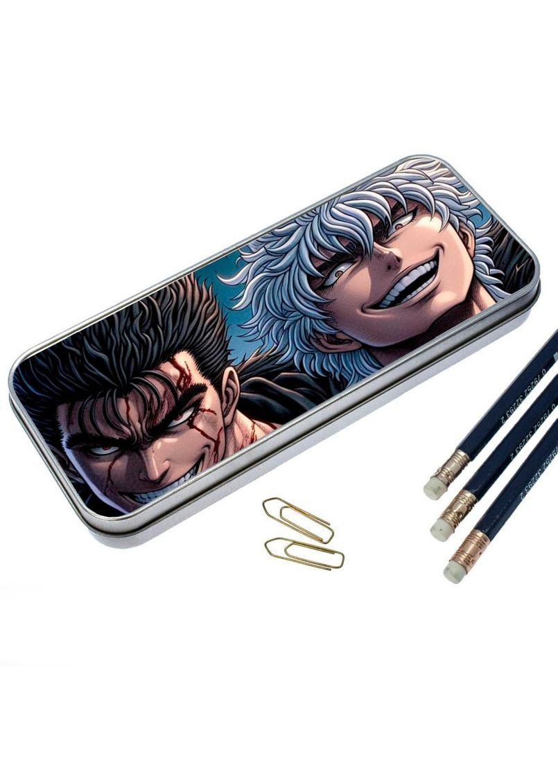 Органайзер для канцелярских принадлежностей металлический, кейс для мелочей Аниме Берсерк #003 7*18 см Silver No Brand (309153632)