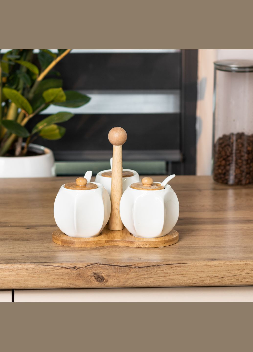 Набір баночок для сипучих продуктів 3 штуки по 200 мл з ложками, Yiwu (328603866)