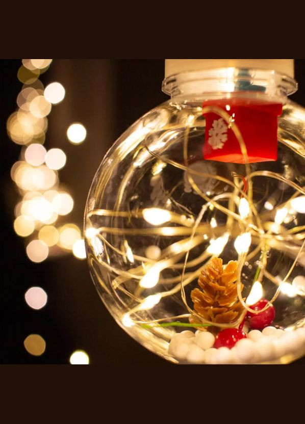 Гирлянда штора-бахрома 3м*1,5м новогодние шарики 10шт Подарки+ соединитель, 8 режимов теплый-белый Po Fanu (311507383)