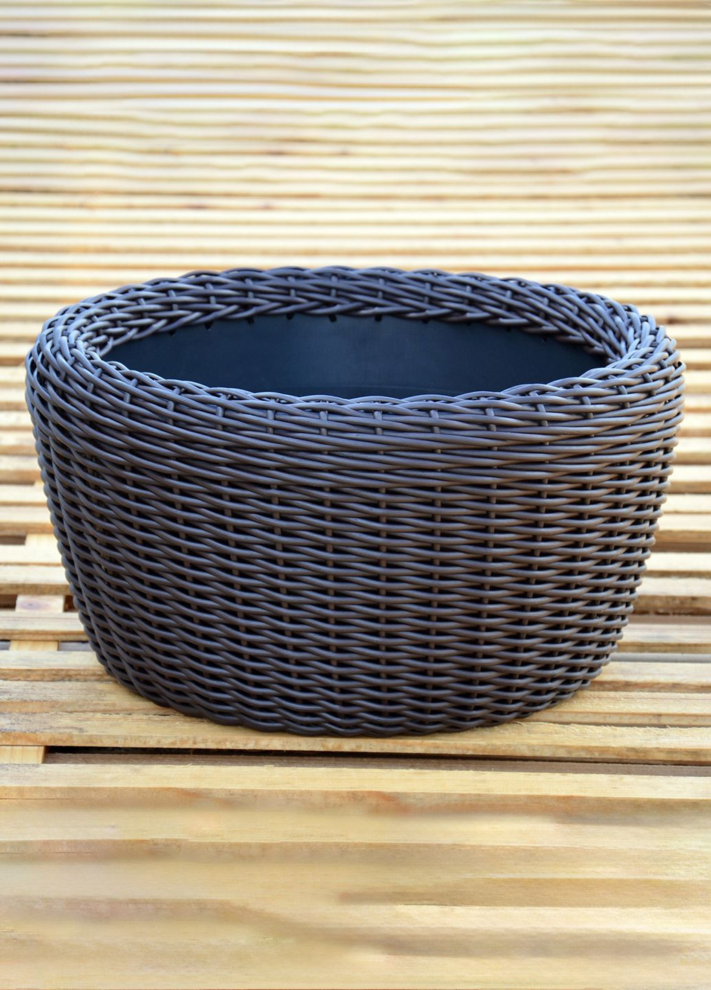 Кашпо велике 45 літрів (горщик для квітів та рослин),Вазон із штучного ротангу ручної роботи. Колір Венге Handmade (329193722)