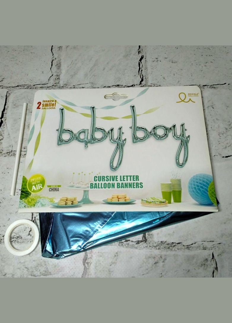Воздушные шары слова буквы Baby boy пропись Голубые No Brand (337176958)