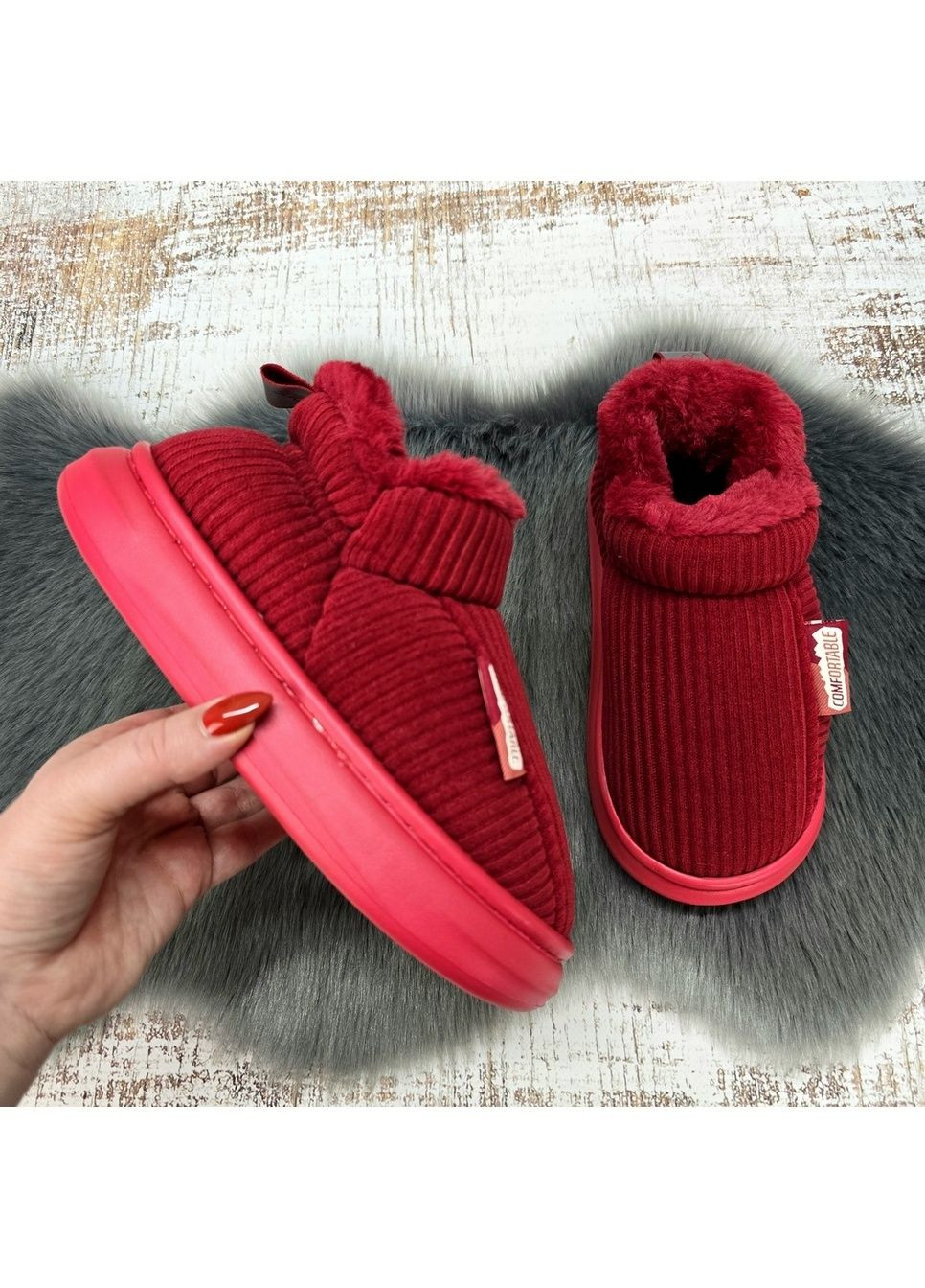 Тапочки жіночі закриті чуні високі на хутрі Luck Line (369504763)